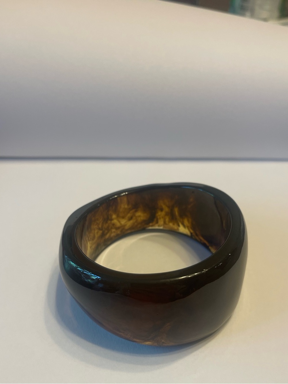 Brown Tortoiseshell Resin Bangle Bracelet